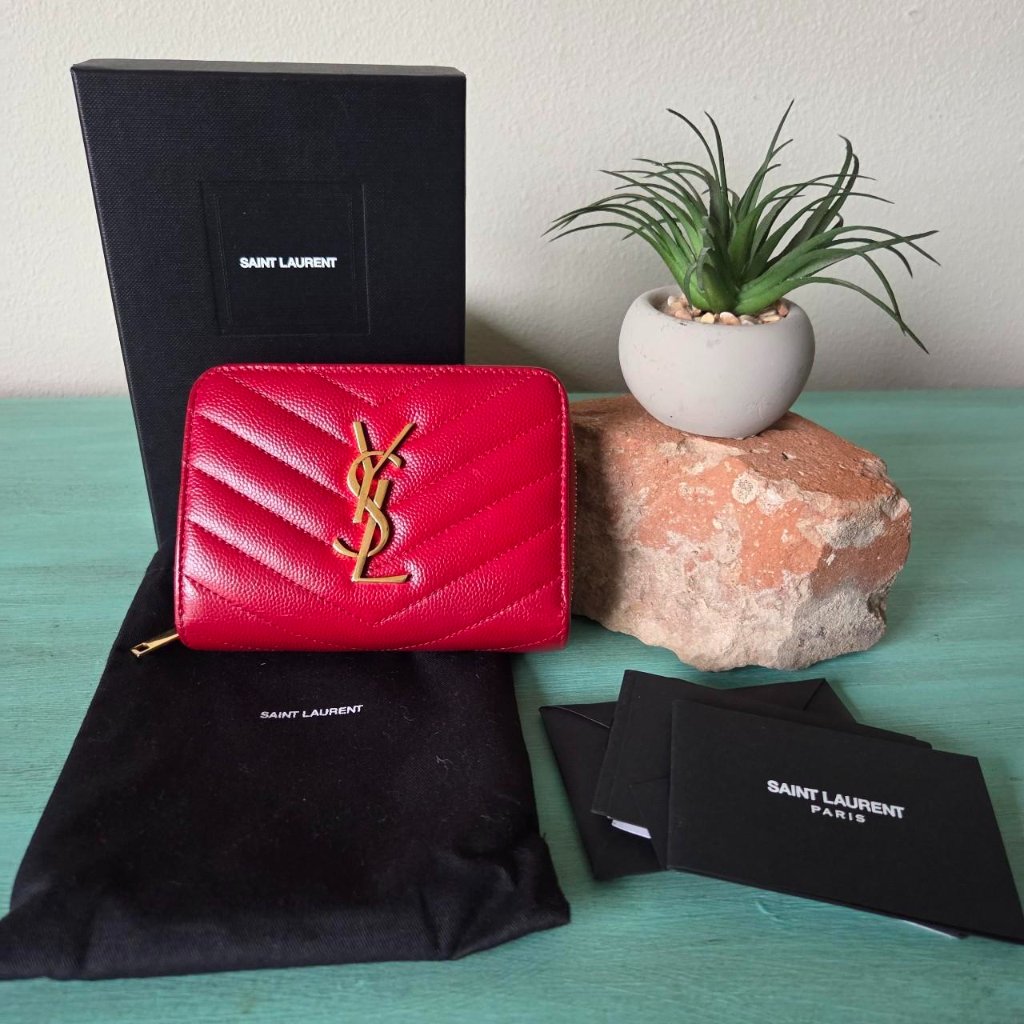 Ysl Cassandre Metalass Compact Zippy Wallet